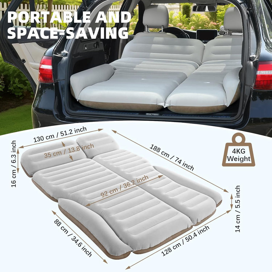 Matelas gonflable pour SUV avec pompe - Matelas gonflable de voiture d'extérieur pour dos SUV - Matelas de couchage portable BLANC