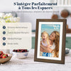 Cadre Photo Numérique WiFi 10.1 Pouces Noyer Bois Mémoire 32 Go, Écran Tactile HD IPS 1280 x 800, Auto-Rotation, Partage de Photos Vidéos Via Frameo APP/USB/SD