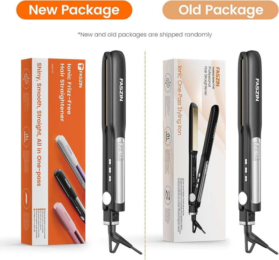 Fer à lisser 2 en 1 Boucler et lisser, 20s de chauffage rapide, plaques en titane Lisseur ionique pour un style lisse, panneau flottant 3D empêche les cheveux de tirer, avec écran LCD