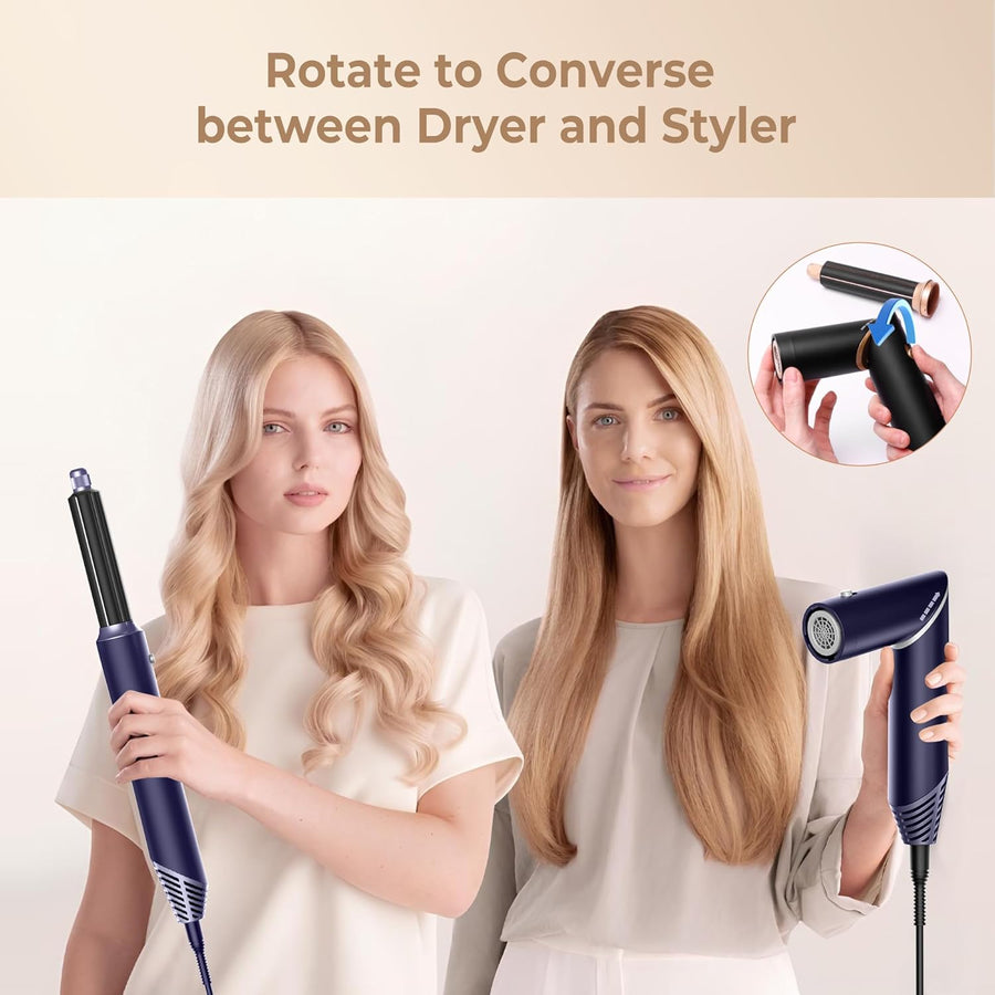 Air Brush Styler 5en1 Brosse Soufflante Chauffante Brushing Sèche-Cheveux Ionique Boucleur a Cheveux à Air Brosse à Lissante Embout de Sèche-cheveux Ensemble de Coiffure VIOLET