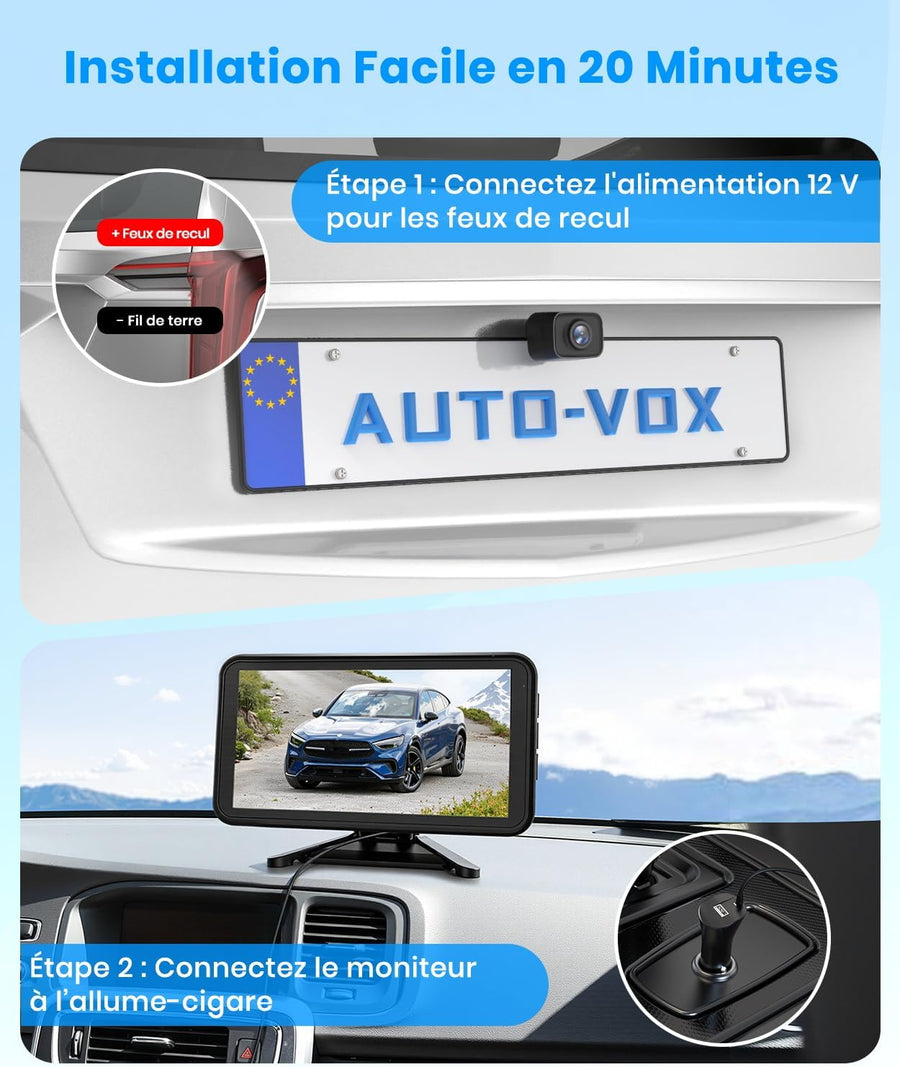 Caméra de Recul sans Fil : Écran 5" 1080P, Double Canal, Installation Rapide, Signal Numérique Stable, IP69K Étanche & Vision Nocturne, pour Voiture, SUV, Camping-Car, Remorque