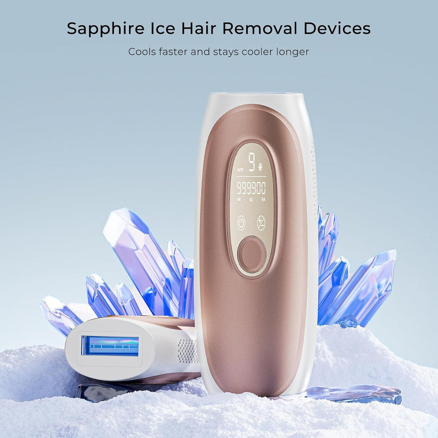 Epilateur Lumiere Pulsée IPL Refroidissement Saphir 9 Niveaux Epilation Definitive Corps Visage Aisselle Jambe Maillot