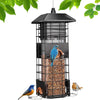 Mangeoire à Oiseaux Anti-écureuil en Métal Extérieur Capacité 1Kg NOIR