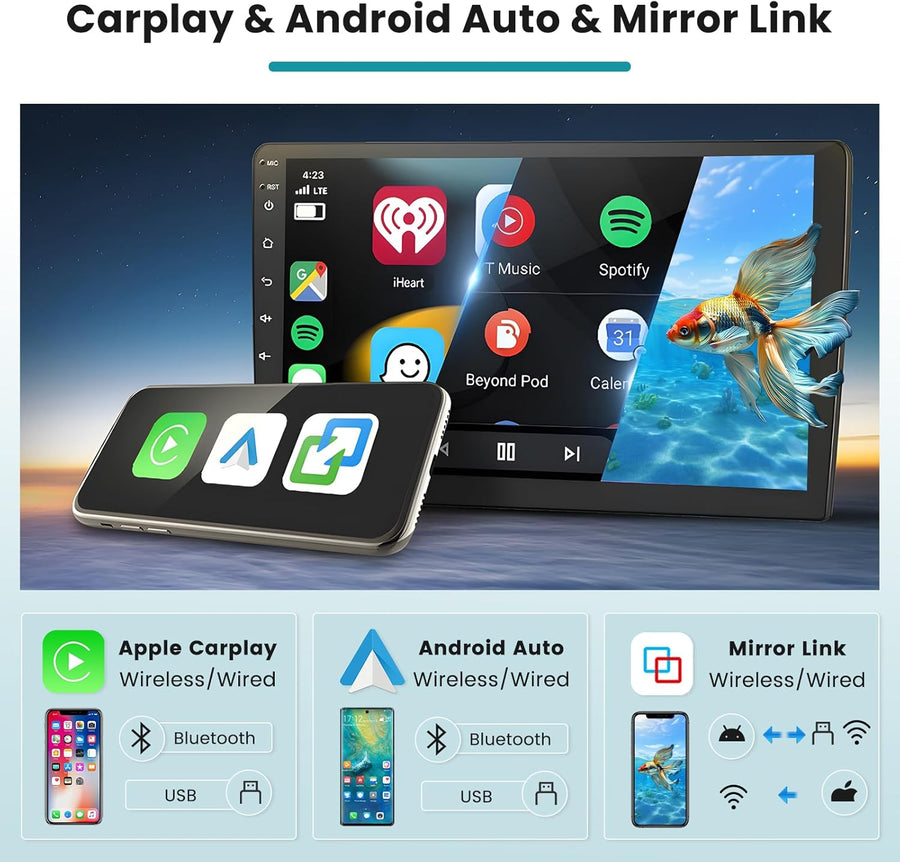Autoradio 2G+64G pour Renault Clio 3 2005-2014 avec Carplay Android Auto, 9 Pouces Écran Tactile Android 15 Radio avec Lien Miroir FM/RDS EQ WiFi Bluetooth GPS SWC Caméra