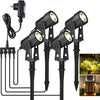 Lot de x4 éclairage de jardin LED, chaud blanc 3200K LED éclairage, IP65 éclairage étanche extérieur avec lampe de pointe pour extérieur jardin gazon décoratif