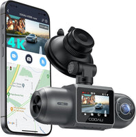 Dashcam 4K Voiture avec GPS, Wi-FI, Dashcam Voiture Avant Intérieur 2,5K 1080P, Vision Nocturne Infrarouge, supercondensateur, accéléromètre, Mode stationnement, Enregistrement en Boucle