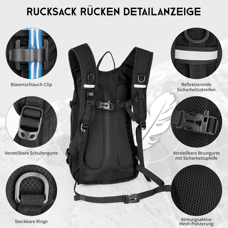 Sac à Dos d'hydratation 18L avec Poche d'hydratation 3L, Grand Sac de Rangement Daypack Pour Vélo Course