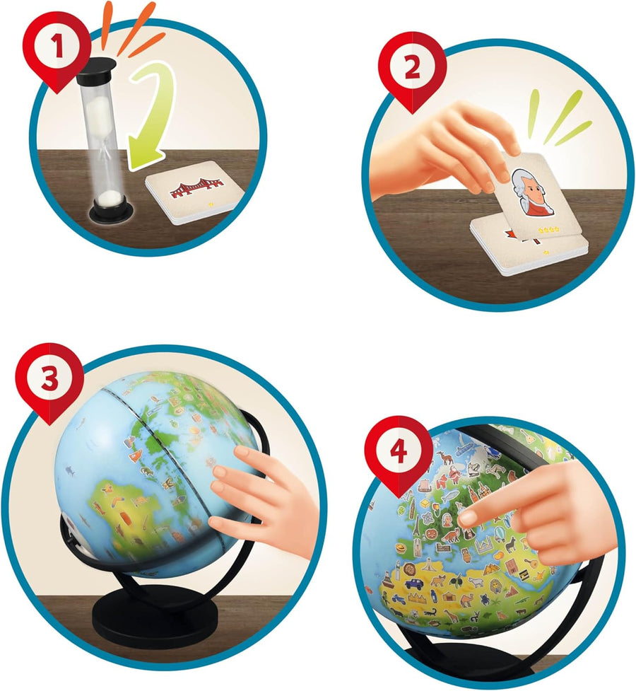 Globe Junior 20cm 300 Cartes avec Dessins et Infos Jouet Ludique Enfant