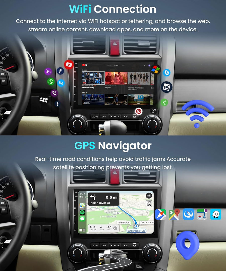 Autoradio 2 Din 4G+64G 7 Pouces Android, Écran Tactile Carplay sans Fil 2 Din Autoradio avec Android Auto Mirror Link GPS Navi Bluetooth WiFi/FM/RDS/EQ/SWC/USB Caméra de Recul