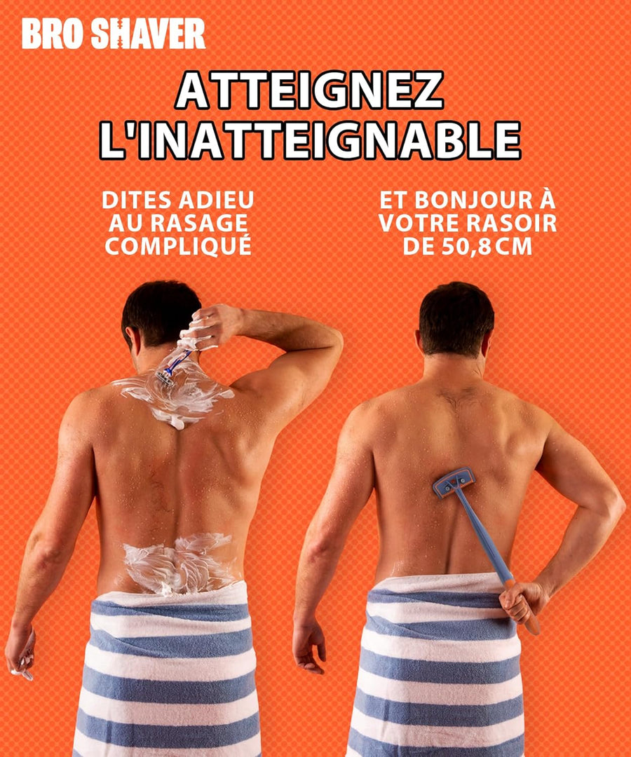 Rasoir Dos et Corps Manche Long Ergonomique Lame Double Tranchant