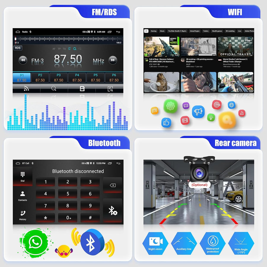 Autoradio 2G+64G 7“ Radio pour VW Golf 4 Polo Sharan Jetta MK4 T5 Multivan avec Carplay sans Fil Android Auto Bluetooth Autoradio avec Caméra de Recul WiFi GPS FM/RDS Mirror Link SWC +Canbus
