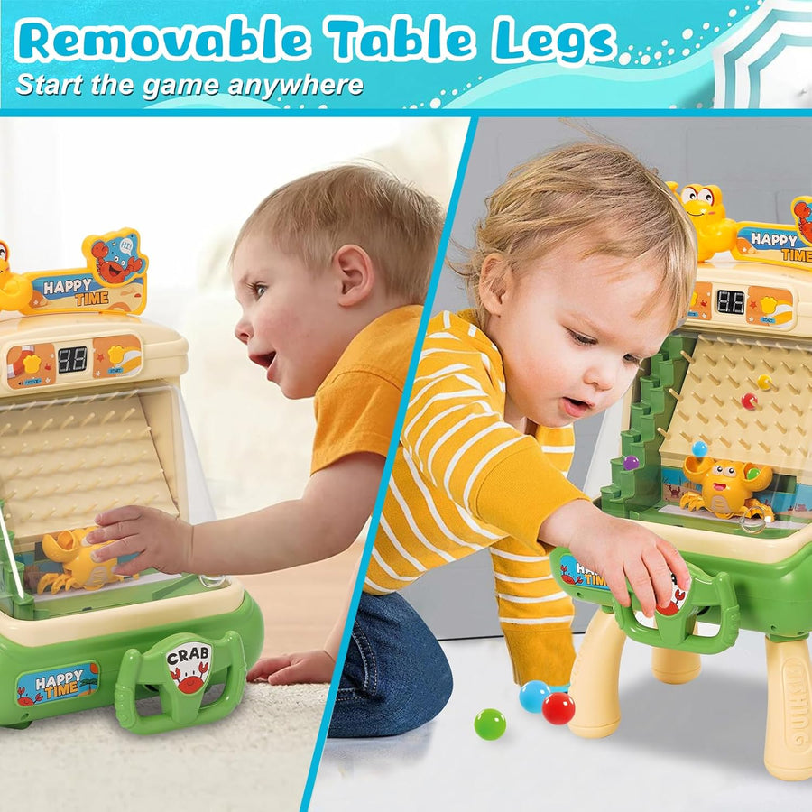 Jeu éducative pour Enfants Flipper Crabe,Nouvelle Machine de Jeu d'arcade Jeux de Flipper de Table d'arcade Son et lumière réglables,Pieds de Table Amovibles,Pinces pour 3-12 Ans