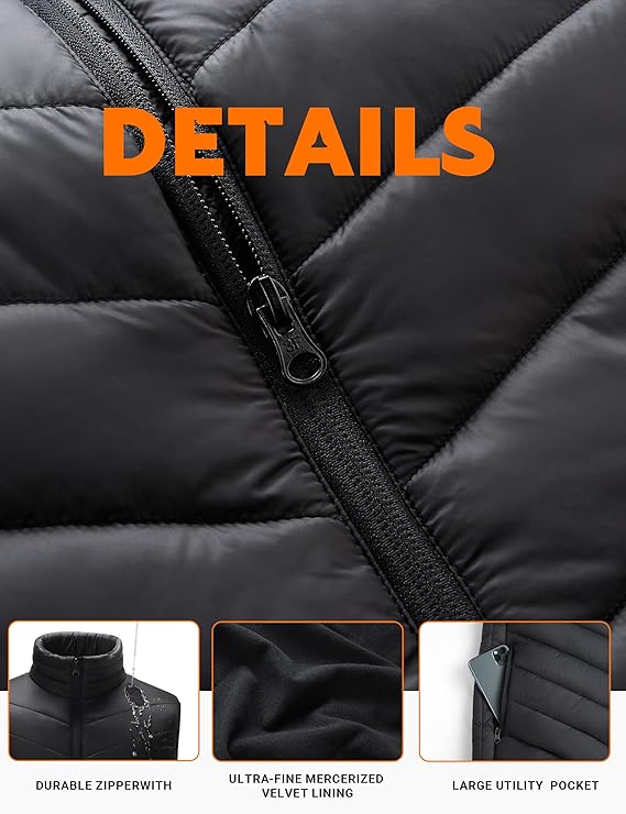 Gilet Sans Manche Veste Hivernale Lavable et Chaude Moto Ski Randonnée Camping Taille S