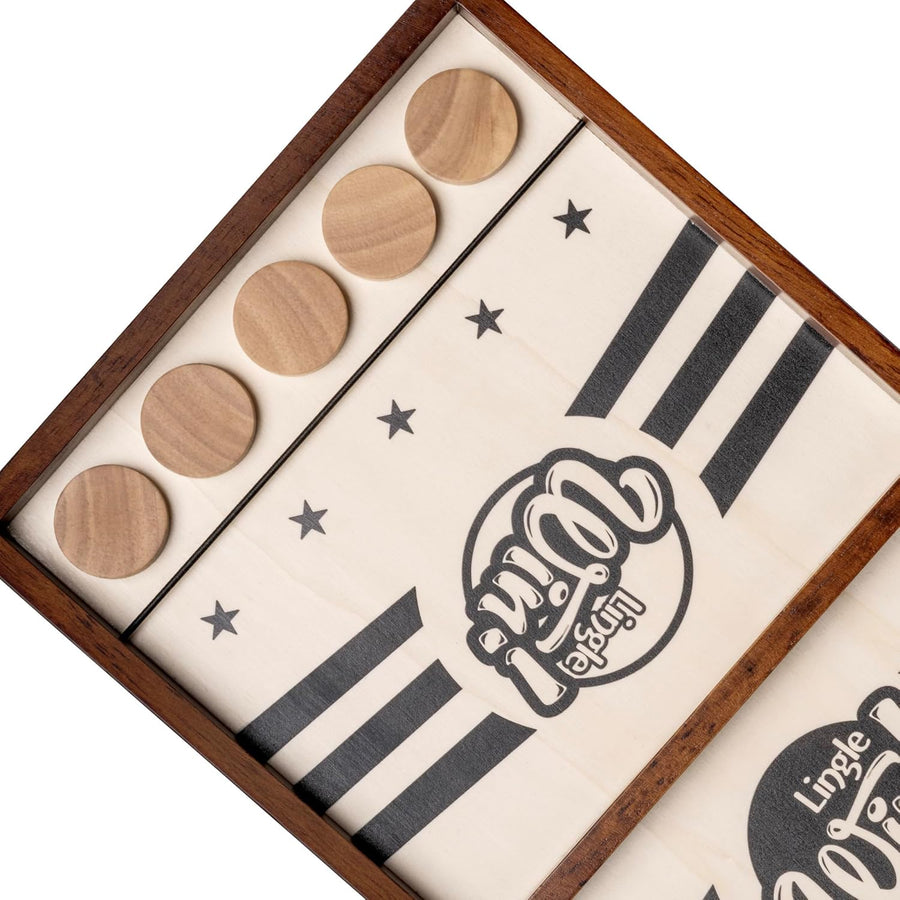 Sling Puck Jeu - Jeu de Plateau en Bois Massif de 16,5 Pouces, Bataille Luxueuse de Sling Puck pour des Nuits en Famille ou des Fêtes Entre Amis, de Bureau Classique et Compétitif