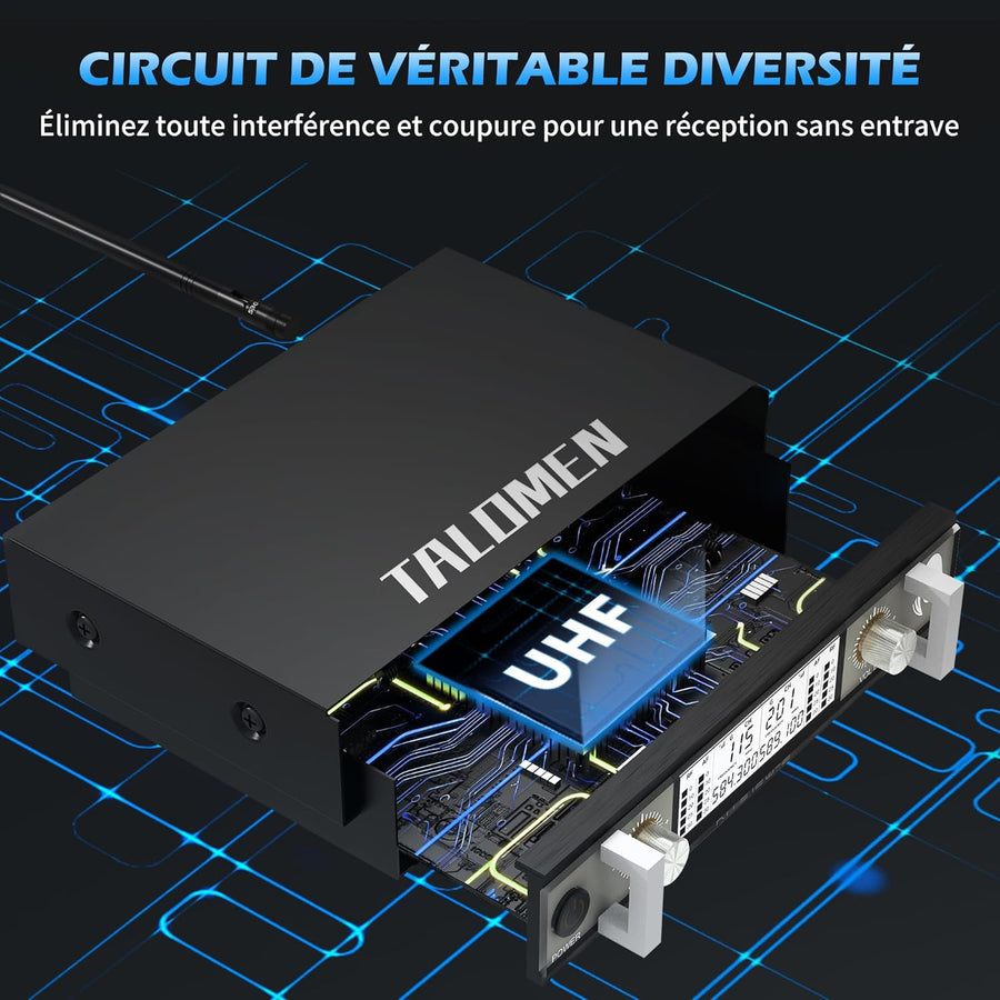 Micro sans Fil UHF, Set de 2 Microphones à Main Dynamiques en Métal, Auto Scan, Portée 120 m, Récepteur Double Canal, Idéal pour Chant, Karaoke, Fête, DJ, Église – K120 NOIR