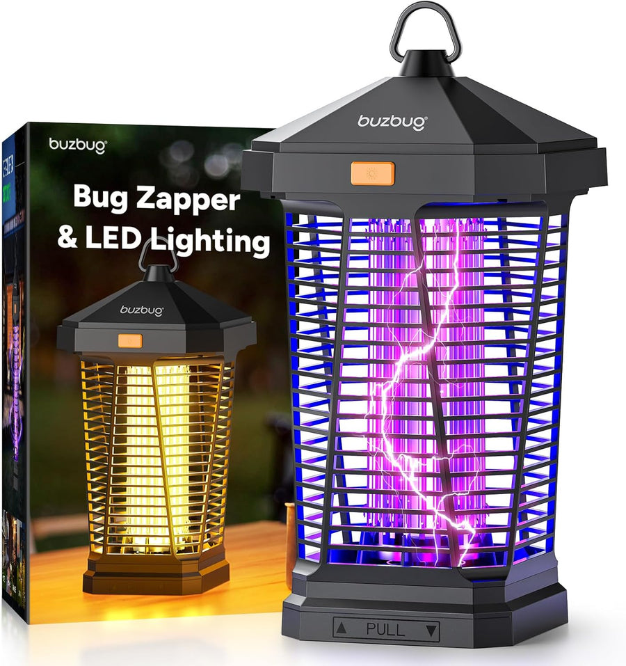 Lampe Anti-Insectes LED Extérieure avec Éclairage, Longévité de 10 Ans, Étanche IPX4, Haute Tension 3800V, Câble d’Alimentation de 2 m, Anti-Moucherons, Moustiques