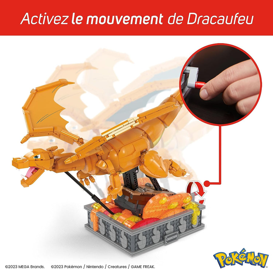 Pokémon Construction Figurine Articulée Authentique Dracaufeu En Mouvement 1663 Pièces 28cm