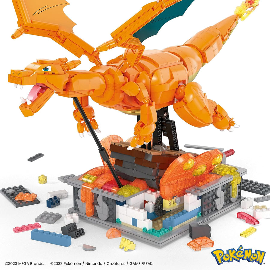 Pokémon Construction Figurine Articulée Authentique Dracaufeu En Mouvement 1663 Pièces 28cm
