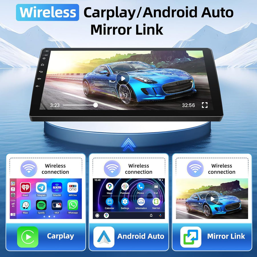 Autoradio 4G+64G pour Fiat Egea 2015 - 2020 Wireless Carplay&Android Auto, 9'' IPS Touch Screen Radio Voiture avec Bluetooth 5.0/GPS/Caméra de recul/FM/WiFi/SWC