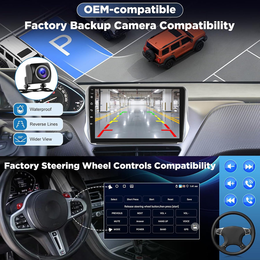 Autoradio Android pour Toyota Aygo/Peugeot 107 / Citroen C1 2005–2014, Écran Tactile 10 Pouces, CarPlay & Android Auto sans Fil, NaviGPS, WiFi, DSP, Compatible Caméra AHD/OBD/Dab