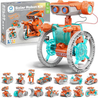 Robot Solaire 15 en 1 pour Enfants Jeux de Construction Jouets, Double Entraînement Solaire et Batterie 212 Pièces