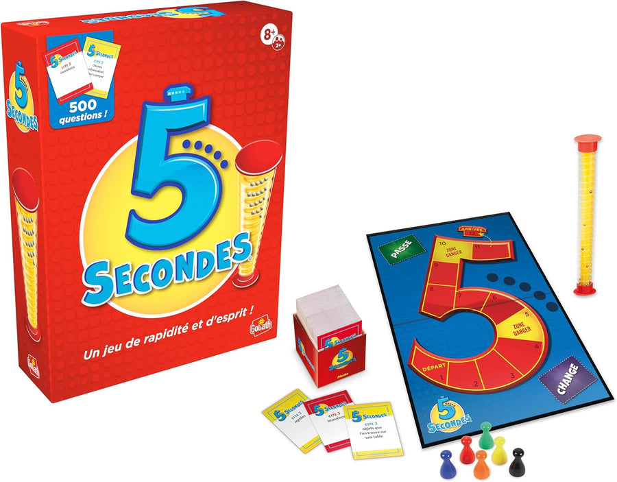 Goliath - 5 Secondes - Jeu de Société d'Ambiance pour Adultes & Enfants dès 8 Ans – Jeu Questions Réponses en 5 Sec– Rires & Rapidité - Idée Cadeau Famille - 2+ Joueurs - en Français