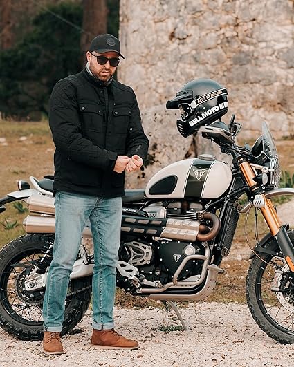 Veste Moto Hommes Taille L Hiver Protection CE Doublure Amovible Équipement de Protection Vintage Décontracté Moto NOIR