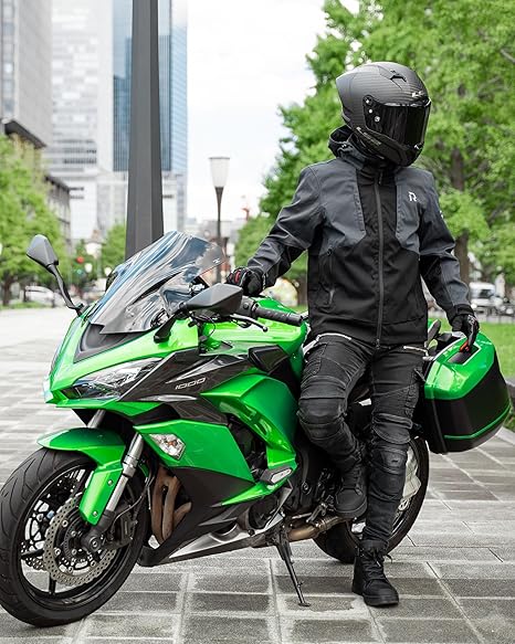 Veste moto homme Taille L hiver avec protections CE aux épaules et aux coudes,équipement de protection,doublure amovible pour protéger du froid et du vent en toutes saisons Noir