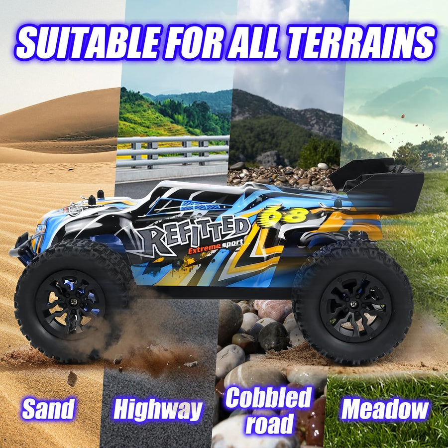 Monster Truck Voiture Télécommandée 1:20, 2,4 GHz 2WD Voiture Ttélécommandée Tout Terrain avec Éclairage de Carrosserie/Double Coque, High Speed Buggy RC Jouet