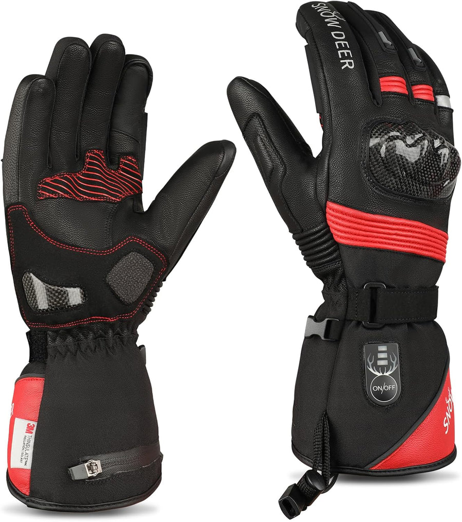 Gants Chauffants pour Moto, Interrupteur À Double Voltage, Batterie 3000mAh Ou Câble De Charge 12V Moto, Étanches Taille L
