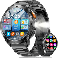 Montre Connectée Homme avec 1.62'' AMOLED Écran/LED Lampe/730mAh Batterie,Smartwatch Homme avec 100+ Modes Sportifs,24/7 Moniteur de Fréquence Cardiaque et Sommeil pour Android iOS