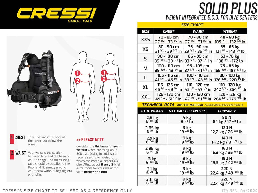 CRESSI Solid Plus Gilet Stabilisateurs de Plongée (BCD/GAV) Mixte Taille M