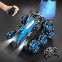 Voiture Télécommandée 1:16-8 Roues Voiture Telecommandé - 2,4 GHz - Cascadeur 360° & Spray LED - avec Télécommande et Contrôle Gestuel