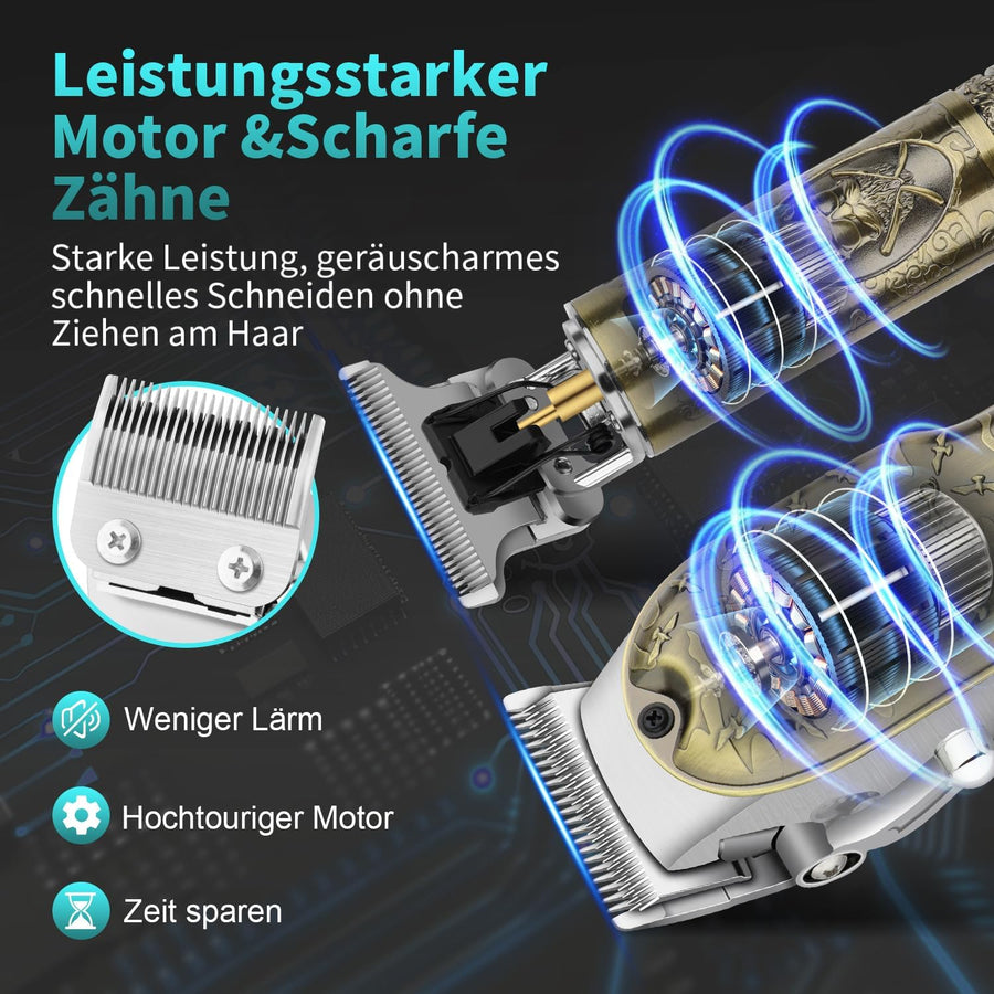 Kit tondeuse à cheveux et tondeuse à barbe, rechargeable par USB, avec 8 peignes guides et écran LED
