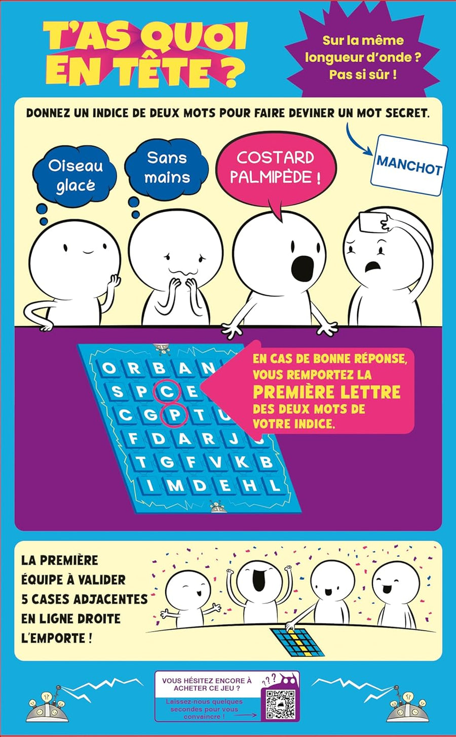 Asmodee - T'AS Quoi en TÊTE ? - Exploding Kittens - Jeux de société - Jeu de Lettres et Mots - Ambiance coopérative ou compétitive - 10 Ans et + - 3 Joueurs et + - 15 Min - Version Française