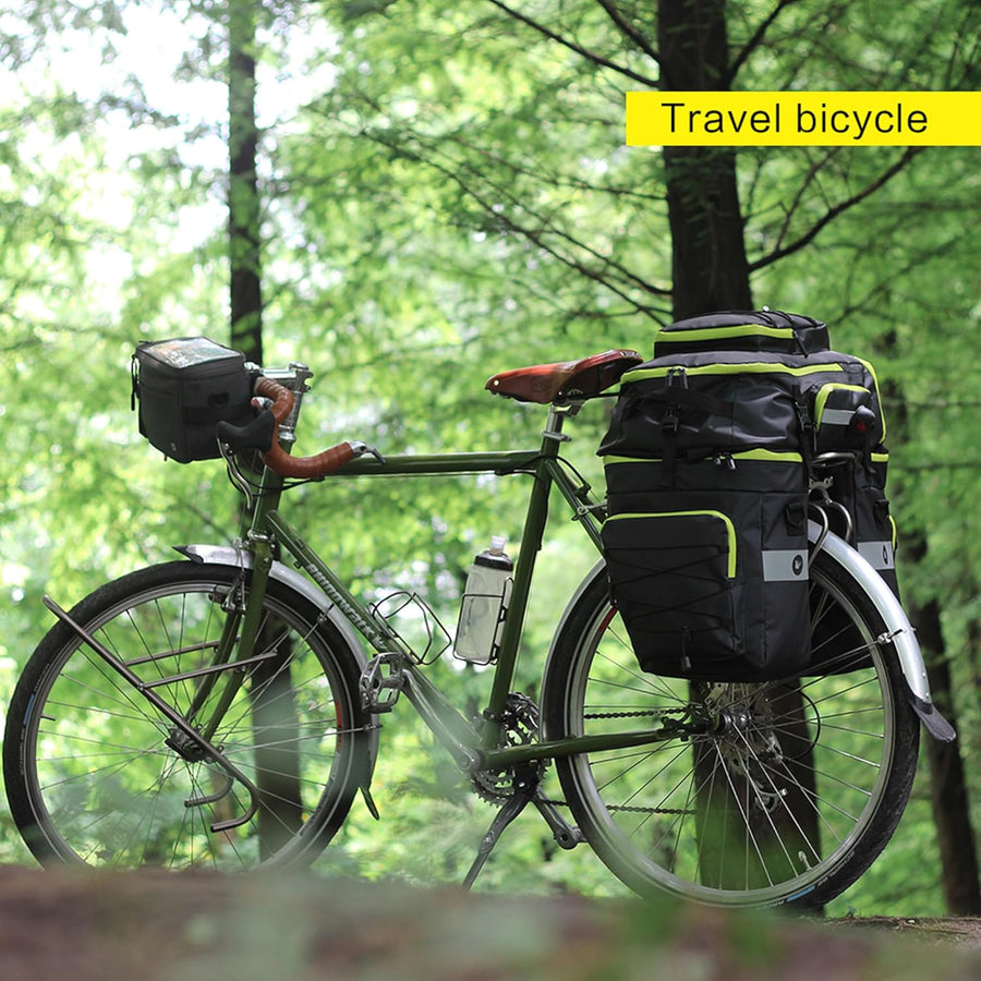 Sacoche Vélo Porte-Bagage Arrière 75L Sac à Dos Velo 3 en 1 avec Couverture Imperméable et Bandoulière Sac Velo Siège Étanche