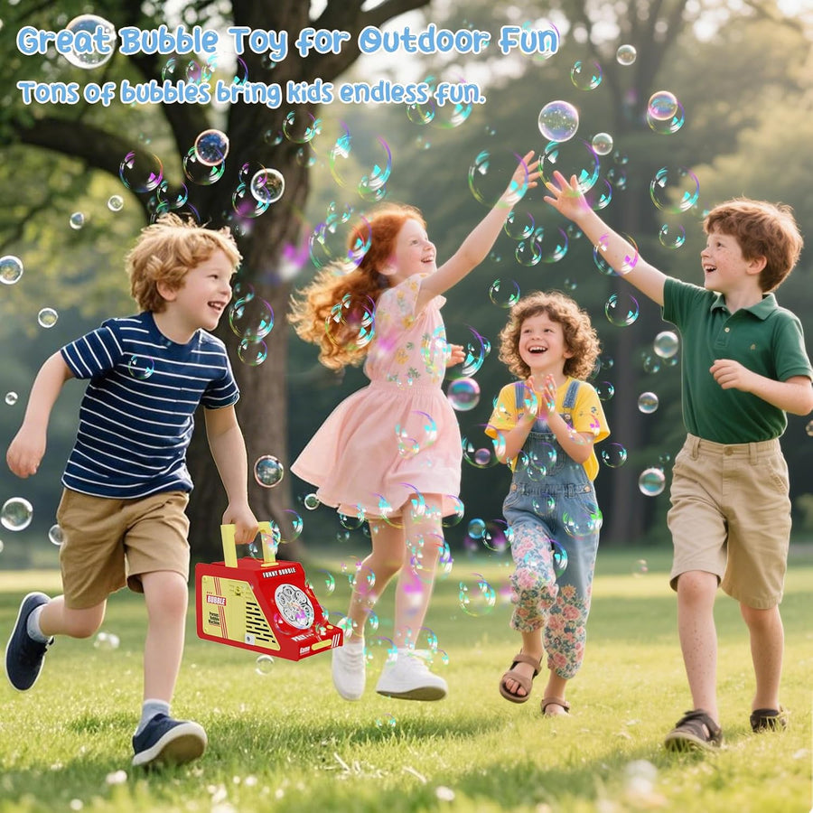 Machine à Bulles Automatique pour Enfants 10000+ Bulles avec 6 Grands Trous, Jouets à Bulles Portable avec Lumières de Couleur