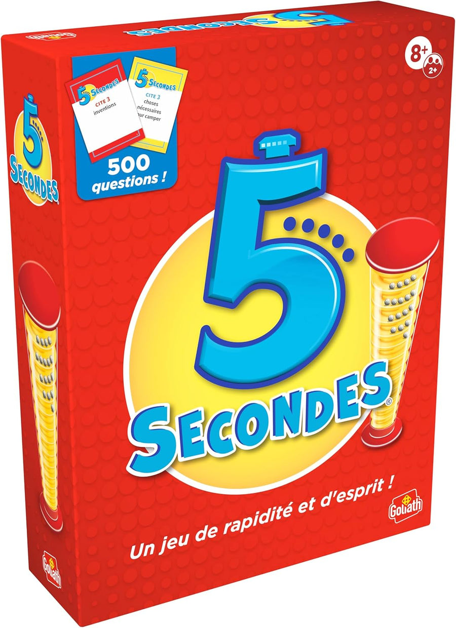 Goliath - 5 Secondes - Jeu de Société d'Ambiance pour Adultes & Enfants dès 8 Ans – Jeu Questions Réponses en 5 Sec– Rires & Rapidité - Idée Cadeau Famille - 2+ Joueurs - en Français