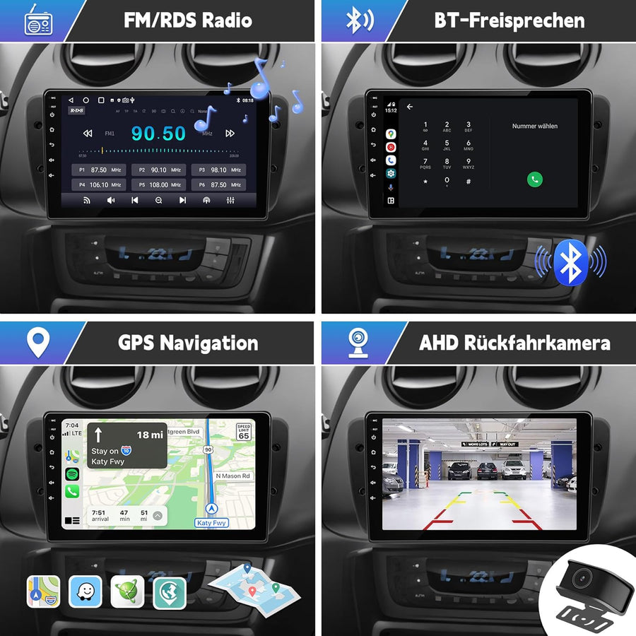 Autoradio pour Seat Ibiza 6J 2009–2013 | Écran Tactile Android 13 de 9 Pouces | CarPlay/Android Auto sans Fil | Navigation GPS + Caméra de recul HD | 2G+64G | BT 5.0/Wi-FI/Contrôle Vocal