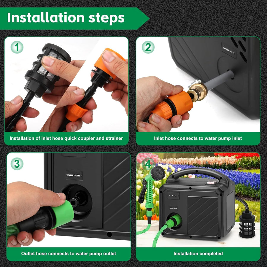 Pompe auto-amorçante portable pour Makita 18 V batterie, (outil uniquement, pas de batterie), avec tuyau de sortie d'eau de 15 mètres, pistolet à eau haute pression