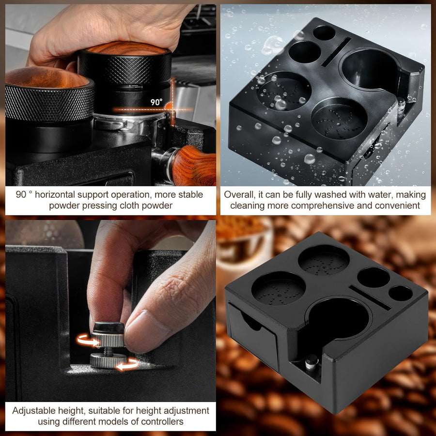Station de Bourrage D'espresso, Boîte à Expresso Amovible et Station de Bourrage, Organisateur D'espresso 10 en 1 Compatible avec Les Presse Expresso 51, 54, 58 mm