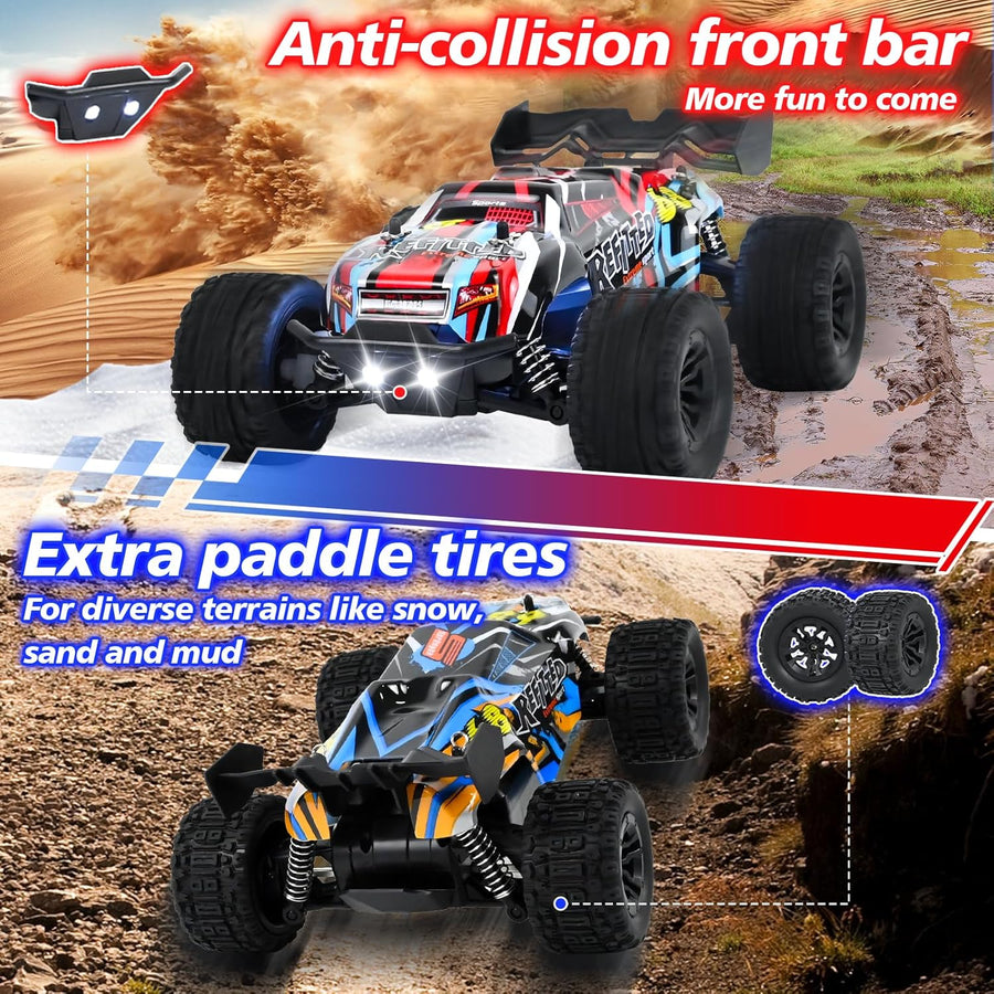 Monster Truck Voiture Télécommandée 1:20, 2,4 GHz 2WD Voiture Ttélécommandée Tout Terrain avec Éclairage de Carrosserie/Double Coque, High Speed Buggy RC Jouet