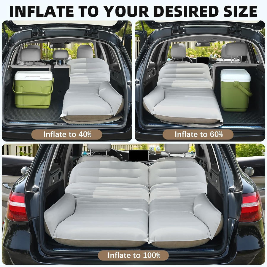 Matelas gonflable pour SUV avec pompe - Matelas gonflable de voiture d'extérieur pour dos SUV - Matelas de couchage portable BLANC