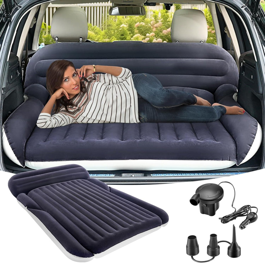 Matelas gonflable pour SUV avec pompe - Matelas gonflable de voiture d'extérieur pour dos SUV - Matelas de couchage portable BLEU