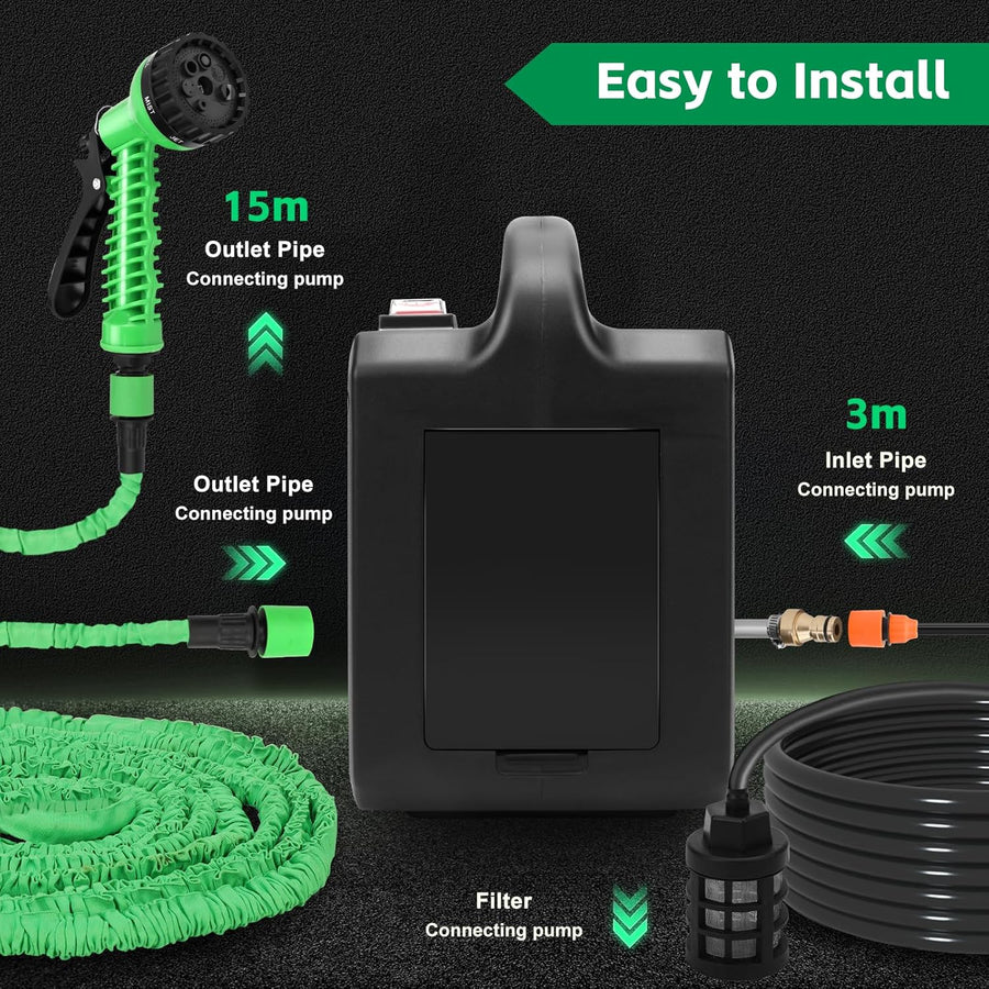 Pompe auto-amorçante portable pour Makita 18 V batterie, (outil uniquement, pas de batterie), avec tuyau de sortie d'eau de 15 mètres, pistolet à eau haute pression