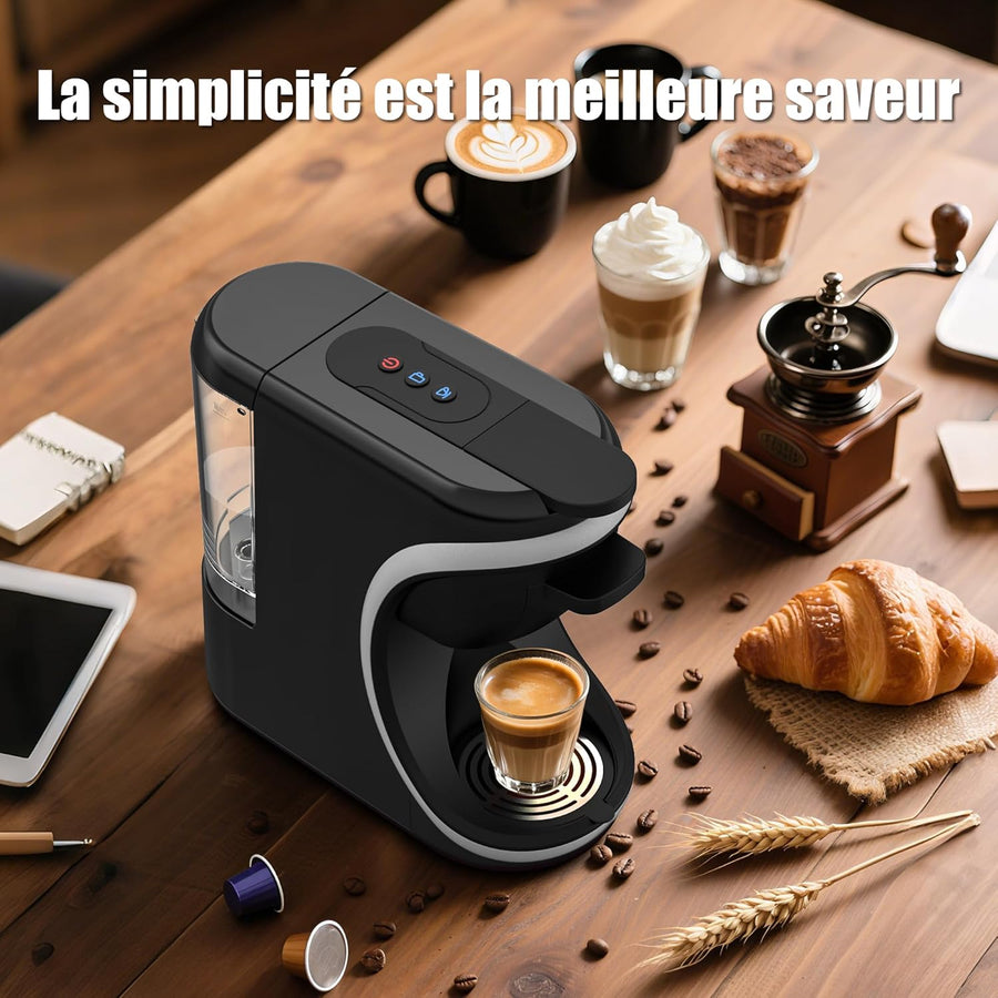 Machine à café 3 en 1, pour Nespresso Original/pour Dolce Gusto et le café moulu, réservoir d'eau d'une capacité de 600 ml