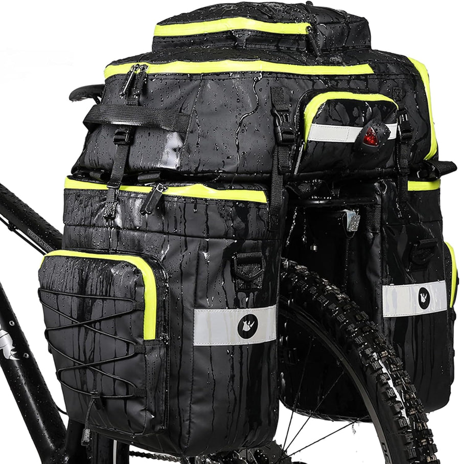 Sacoche Vélo Porte-Bagage Arrière 75L Sac à Dos Velo 3 en 1 avec Couverture Imperméable et Bandoulière Sac Velo Siège Étanche