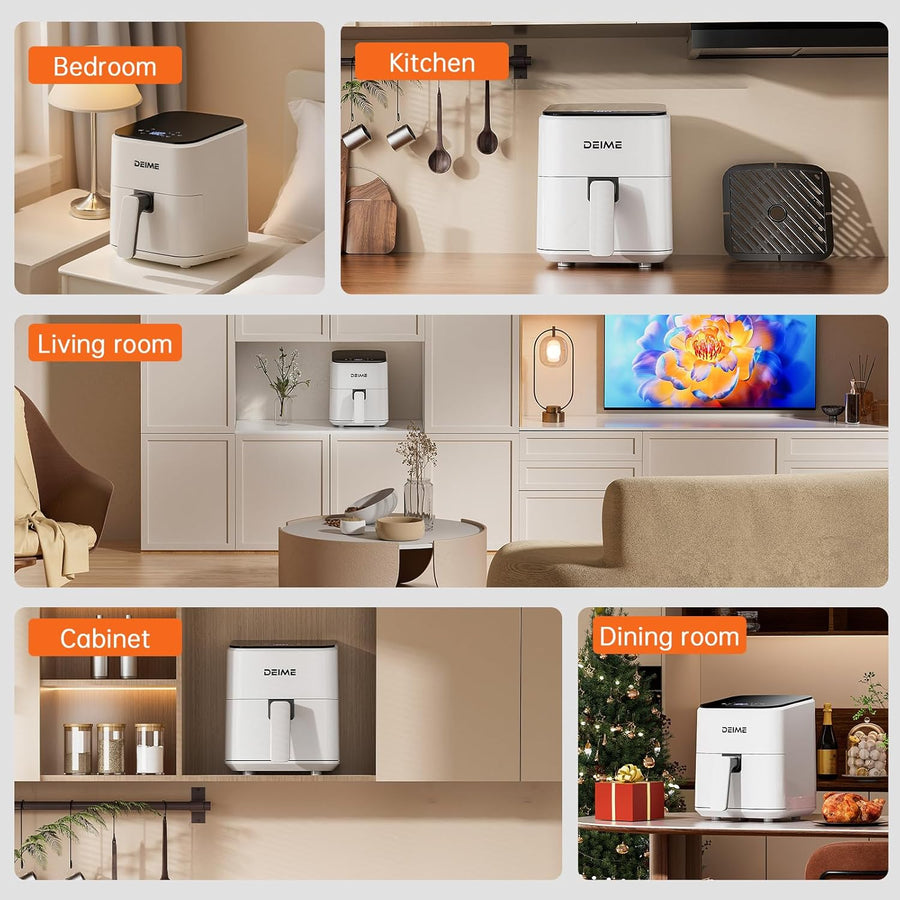 Air Fryer 2.5L Friteuse à Air Chaud Cuisson, Réchauffage, Rôtissage Mini Compacte et Silencieuse, panier antiadhésif et lavable au lave-vaisselle