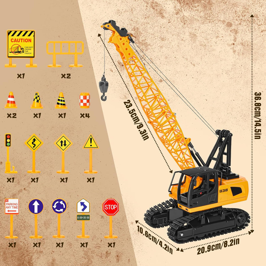 Jouet Grue Télécommandée à 12 Canaux avec Lumières et Sons Réalistes