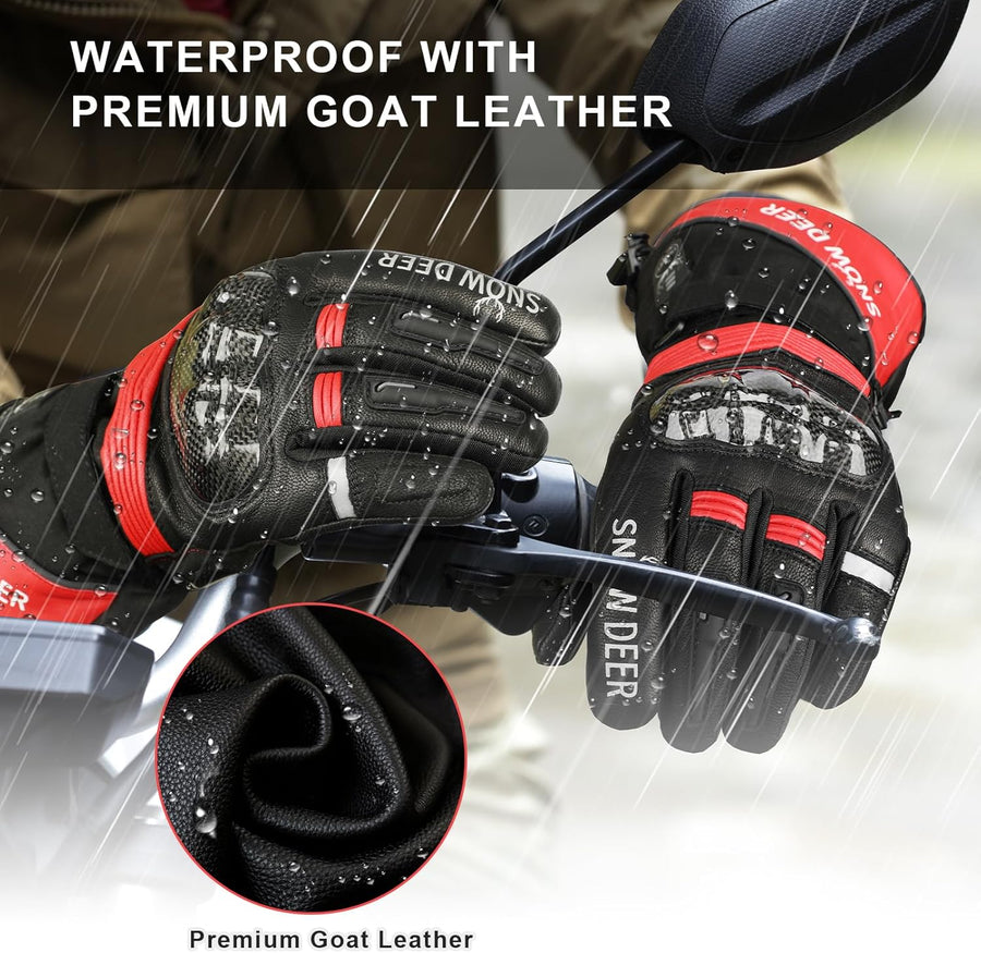 Gants Chauffants pour Moto, Interrupteur À Double Voltage, Batterie 3000mAh Ou Câble De Charge 12V Moto, Étanches Taille L